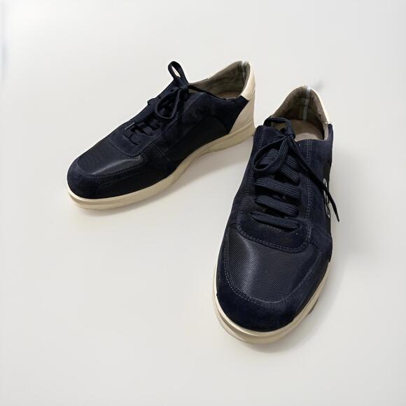 SALVATORE FERRAGAMO WORLD MENS BLUE SNEAKERS SIZE US9 MADE IN ITALY GOOD COND!